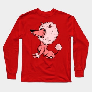 Crazy pink zombie poodle dog cartoon illustration Long Sleeve T-Shirt